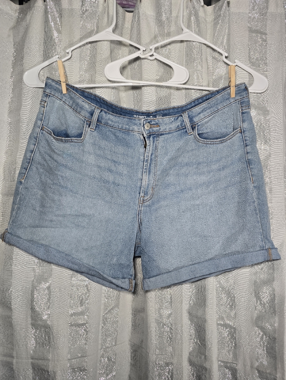 Old Navy Light Blue Denim Roll-Cuff Shorts